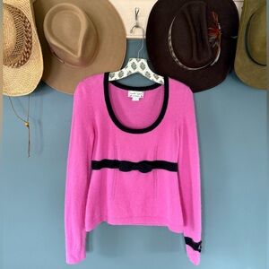 Anthropologie Nanette Lepore Pure Cashmere Pink black bow sz medium